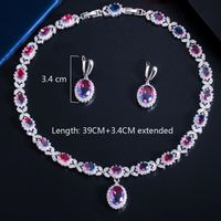 Copper Silver Plated Casual Elegant Plating Inlay Water Droplets Artificial Gemstones Jewelry Set main image 2