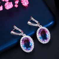 Copper Silver Plated Casual Elegant Plating Inlay Water Droplets Artificial Gemstones Jewelry Set main image 8