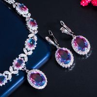 Copper Silver Plated Casual Elegant Plating Inlay Water Droplets Artificial Gemstones Jewelry Set main image 7