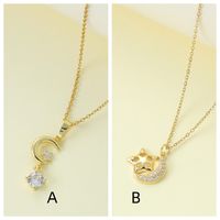Wholesale Jewelry Simple Style Classic Style Letter Zinc Alloy Rhinestones Inlay Pendant Necklace main image 2