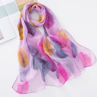 Women's Beach Streetwear Color Block Georgette Flowers Silk Scarf main image 2