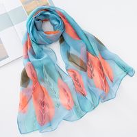 Women's Beach Streetwear Color Block Georgette Flowers Silk Scarf main image 3