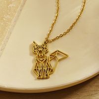 304 Stainless Steel 18K Gold Plated Simple Style Classic Style Plating Hollow Out Animal Little Bear Bee Pendant Necklace main image 7