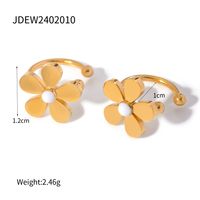 1 Pair IG Style Sweet Daisy Enamel 304 Stainless Steel 18K Gold Plated Ear Cuffs sku image 1
