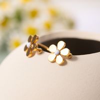 1 Pair IG Style Sweet Daisy Enamel 304 Stainless Steel 18K Gold Plated Ear Cuffs main image 5