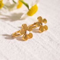 1 Pair IG Style Sweet Daisy Enamel 304 Stainless Steel 18K Gold Plated Ear Cuffs main image 3