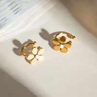 1 Pair IG Style Sweet Daisy Enamel 304 Stainless Steel 18K Gold Plated Ear Cuffs main image 4