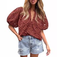 Women's T-shirt Half Sleeve T-Shirts Patchwork Vacation Solid Color main image 4