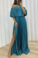 Party Dress Sexy V Neck Pleated Sleeveless Solid Color Maxi Long Dress Banquet Party Bar main image 3