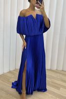Party Dress Sexy V Neck Pleated Sleeveless Solid Color Maxi Long Dress Banquet Party Bar main image 5