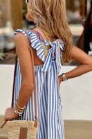 Women's Regular Dress Streetwear Square Neck Printing Sleeveless Stripe Midi Dress Holiday Daily main image 5