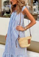 Women's Regular Dress Streetwear Square Neck Printing Sleeveless Stripe Midi Dress Holiday Daily main image 4