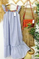 Women's Regular Dress Streetwear Square Neck Printing Sleeveless Stripe Midi Dress Holiday Daily main image 3