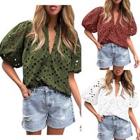 Women's T-shirt Half Sleeve T-Shirts Patchwork Vacation Solid Color main image 1