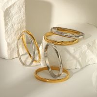 304 Stainless Steel 18K Gold Plated Basic Modern Style Classic Style Plating Round Solid Color Bangle main image 6