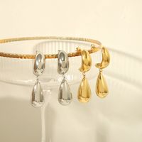 1 Pair Elegant Vintage Style Lady Moon Water Droplets 316L Stainless Steel  18K Gold Plated Drop Earrings main image 1