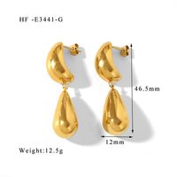 1 Pair Elegant Vintage Style Lady Moon Water Droplets 316L Stainless Steel  18K Gold Plated Drop Earrings sku image 2