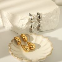 1 Pair Elegant Vintage Style Lady Moon Water Droplets 316L Stainless Steel  18K Gold Plated Drop Earrings main image 7
