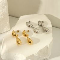 1 Pair Elegant Vintage Style Lady Moon Water Droplets 316L Stainless Steel  18K Gold Plated Drop Earrings main image 4