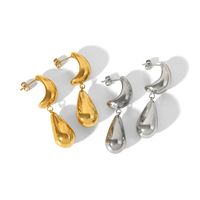 1 Pair Elegant Vintage Style Lady Moon Water Droplets 316L Stainless Steel  18K Gold Plated Drop Earrings main image 6