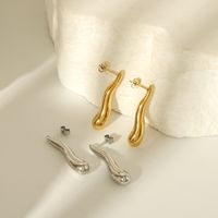 1 Pair Basic Modern Style Classic Style Irregular Geometric Solid Color Plating 304 Stainless Steel 18K Gold Plated Dangling Earrings main image 4