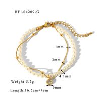 304 Stainless Steel Basic Baroque Style Classic Style Plating Inlay Geometric Artificial Pearls Zircon Bracelets sku image 2
