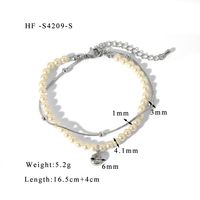 304 Stainless Steel Basic Baroque Style Classic Style Plating Inlay Geometric Artificial Pearls Zircon Bracelets sku image 1