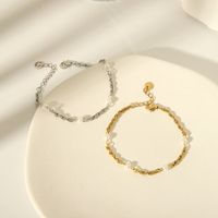 Edelstahl 304 18 Karat Vergoldet Basic Einfacher Stil Pendeln Überzug Inlay Geometrisch Künstliche Perlen Armbänder main image 1