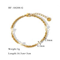 304 Stainless Steel 18K Gold Plated Basic Simple Style Commute Plating Inlay Geometric Artificial Pearls Bracelets main image 3