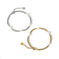 304 Stainless Steel 18K Gold Plated Basic Simple Style Commute Plating Inlay Geometric Artificial Pearls Bracelets main image 4