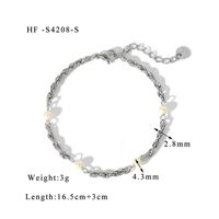 304 Stainless Steel 18K Gold Plated Basic Simple Style Commute Plating Inlay Geometric Artificial Pearls Bracelets main image 2