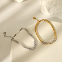 304 Stainless Steel 18K Gold Plated Basic Modern Style Classic Style Plating Inlay Geometric Zircon Bracelets main image 6