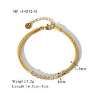 304 Stainless Steel 18K Gold Plated Basic Modern Style Classic Style Plating Inlay Geometric Zircon Bracelets main image 3