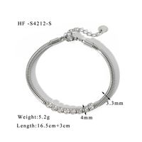 304 Stainless Steel 18K Gold Plated Basic Modern Style Classic Style Plating Inlay Geometric Zircon Bracelets main image 2