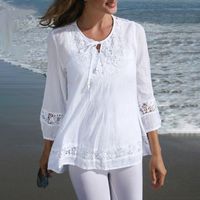 Women's Chiffon Shirt 3/4 Length Sleeve T-Shirts Patchwork British Style Solid Color main image 6