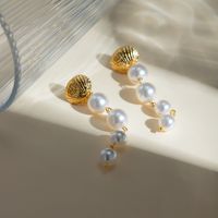 1 Pair IG Style Beach Shell Pearl 304 Stainless Steel 18K Gold Plated Drop Earrings main image 4