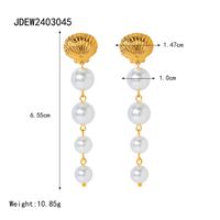 1 Pair IG Style Beach Shell Pearl 304 Stainless Steel 18K Gold Plated Drop Earrings main image 2