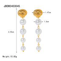 1 Pair IG Style Beach Shell Pearl 304 Stainless Steel 18K Gold Plated Drop Earrings sku image 1