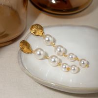 1 Pair IG Style Beach Shell Pearl 304 Stainless Steel 18K Gold Plated Drop Earrings main image 6