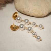 1 Pair IG Style Beach Shell Pearl 304 Stainless Steel 18K Gold Plated Drop Earrings main image 5