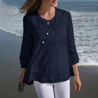 Women's Chiffon Shirt 3/4 Length Sleeve T-Shirts Patchwork British Style Solid Color main image 3