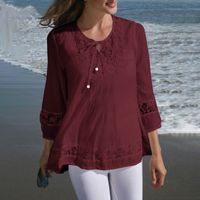 Women's Chiffon Shirt 3/4 Length Sleeve T-Shirts Patchwork British Style Solid Color main image 4