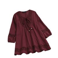 Women's Chiffon Shirt 3/4 Length Sleeve T-Shirts Patchwork British Style Solid Color main image 2