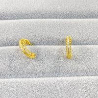 1 Pair Modern Style Shiny C Shape Lines Shell Plating Hollow Out Inlay Copper Zircon 18K Gold Plated Ear Studs main image 9