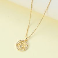 Wholesale Jewelry MAMA Simple Style Letter Heart Shape Alloy Rhinestones Hollow Out Inlay Pendant Necklace sku image 1