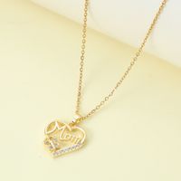 Wholesale Jewelry MAMA Simple Style Letter Heart Shape Alloy Rhinestones Hollow Out Inlay Pendant Necklace sku image 2