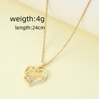 Wholesale Jewelry MAMA Simple Style Letter Heart Shape Alloy Rhinestones Hollow Out Inlay Pendant Necklace main image 2