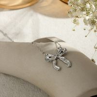 304 Stainless Steel IG Style Bow Knot Rings Necklace main image 4