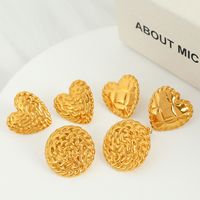 1 Par Estilo Vintage Estilo Simple Circulo Forma De Corazón Acero Titanio Chapados en oro de 18k Pendientes main image 7