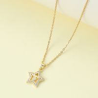 Wholesale Jewelry IG Style Simple Style Letter Star Snake Alloy Rhinestones Hollow Out Inlay Pendant Necklace sku image 2